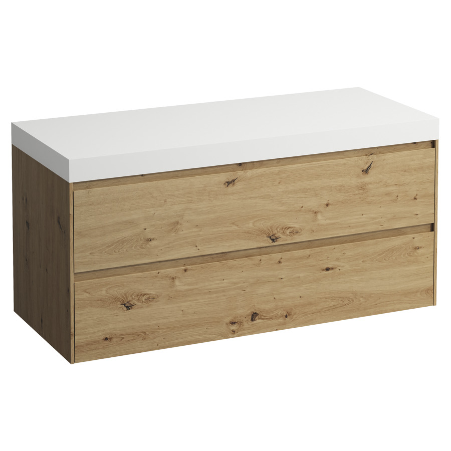 Meubles de lavabo LANI
118,5 x 58,0 x 49,5 cm
table de lavabo blanc mat
sans découpe de lavabo
élément à 2 tiroirs