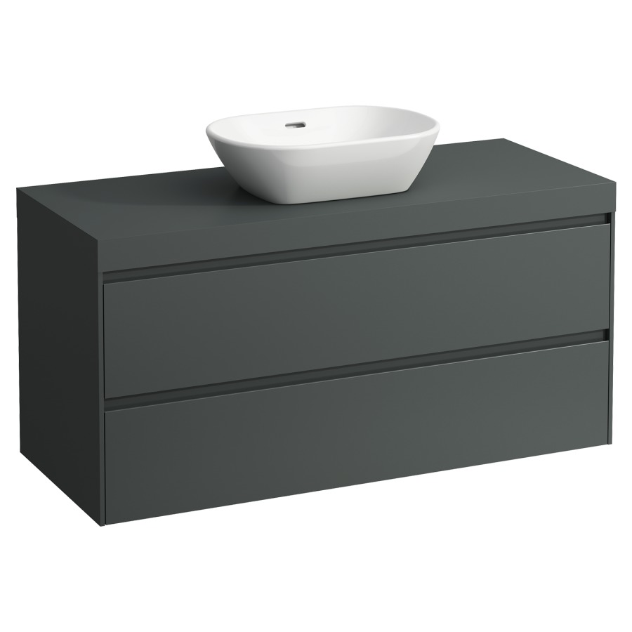 Meubles de lavabo LANI
118,5 x 58,0 x 49,5 cm
table de lavabo gris
pour lavabo à poser découpe au
centre, élément à 2 tiroirs
