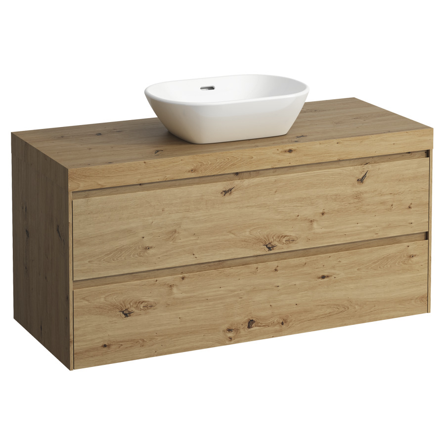 Meubles de lavabo LANI
118,5 x 58,0 x 49,5 cm
table de lavabo chêne
pour lavabo à poser découpe au
centre, élément à 2 tiroirs