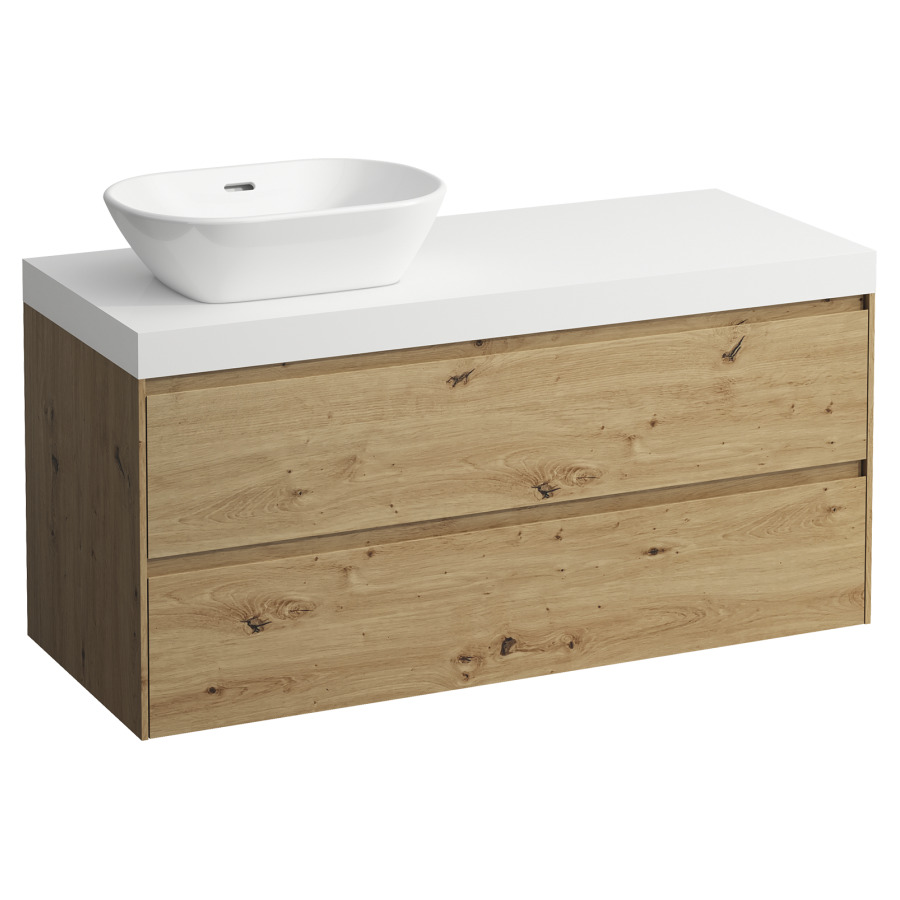 Meubles de lavabo LANI
118,5 x 58,0 x 49,5 cm
table de lavabo blanc mat
pour lavabo à poser découpe à
gauche, élément à 2 tiroirs