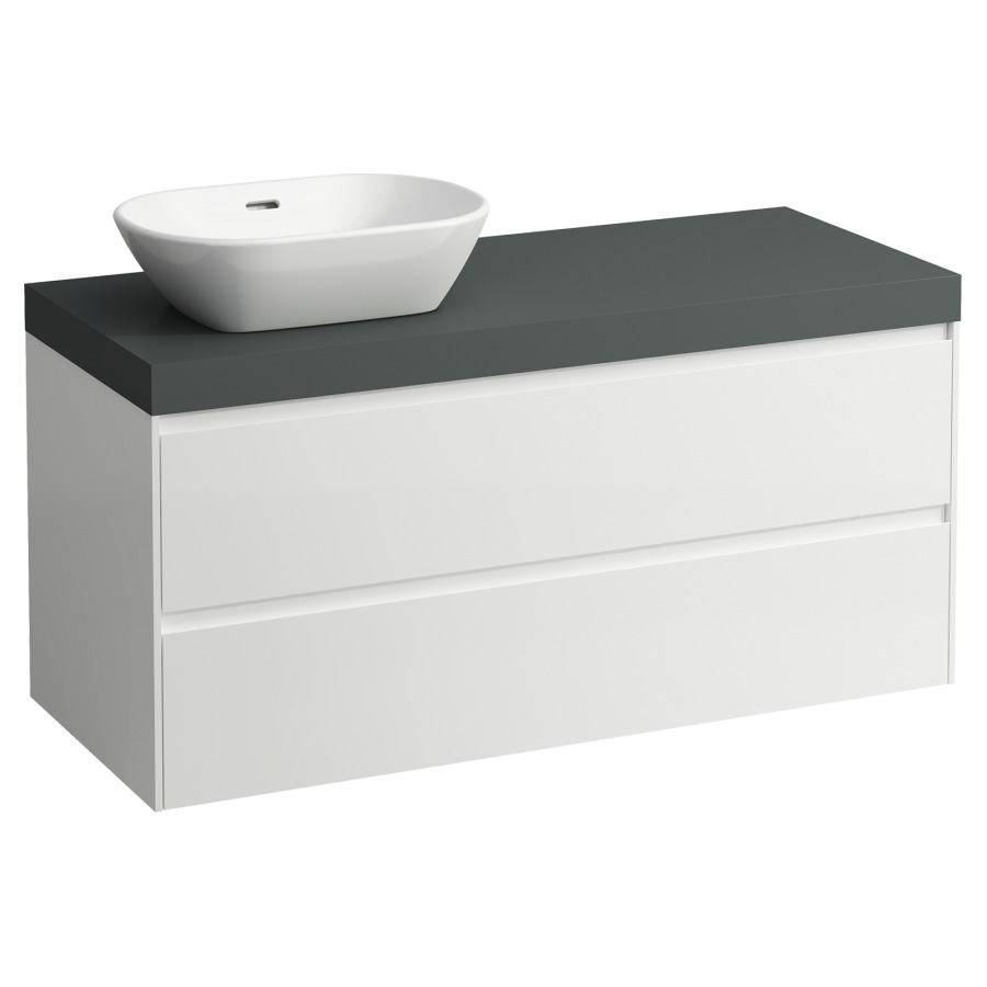 Meubles de lavabo LANI
118,5 x 58,0 x 49,5 cm
table de lavabo gris
pour lavabo à poser découpe à
gauche, élément à 2 tiroirs