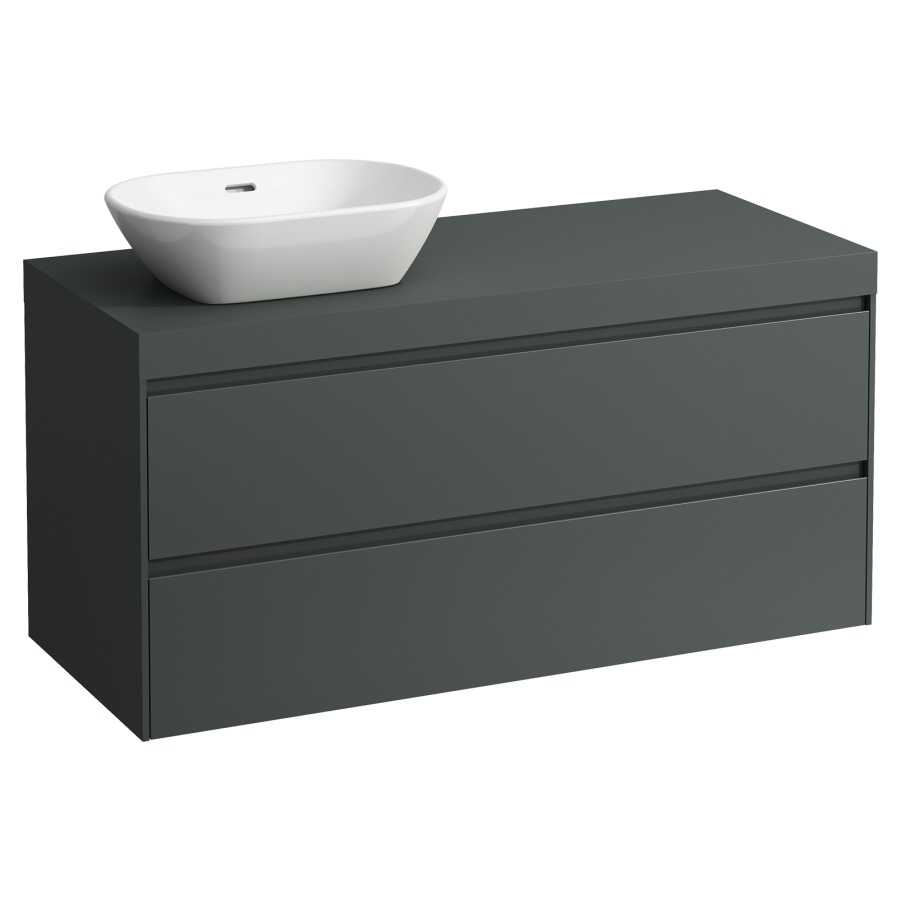 Meubles de lavabo LANI
118,5 x 58,0 x 49,5 cm
table de lavabo gris
pour lavabo à poser découpe à
gauche, élément à 2 tiroirs