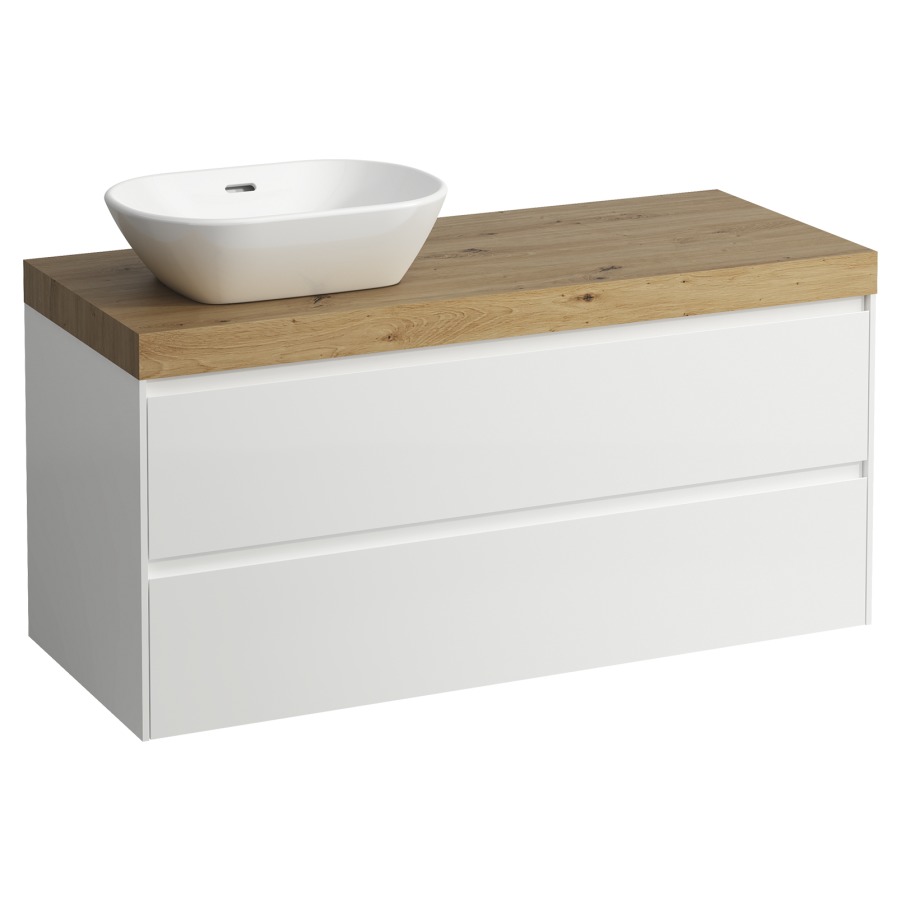 Meubles de lavabo LANI
118,5 x 58,0 x 49,5 cm
table de lavabo chêne
pour lavabo à poser découpe à
gauche, élément à 2 tiroirs