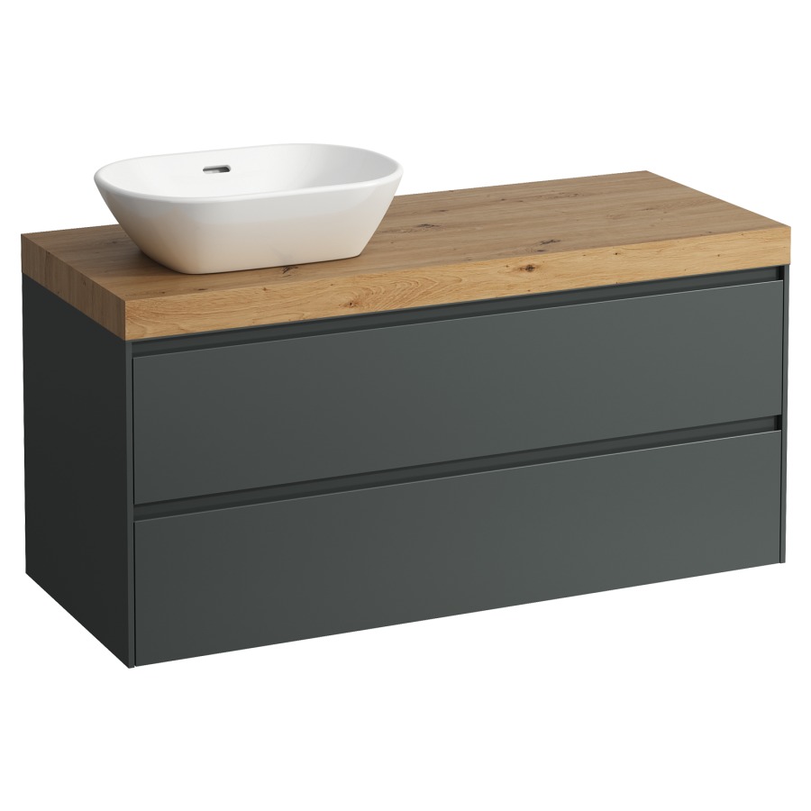 Meubles de lavabo LANI
118,5 x 58,0 x 49,5 cm
table de lavabo chêne
pour lavabo à poser découpe à
gauche, élément à 2 tiroirs