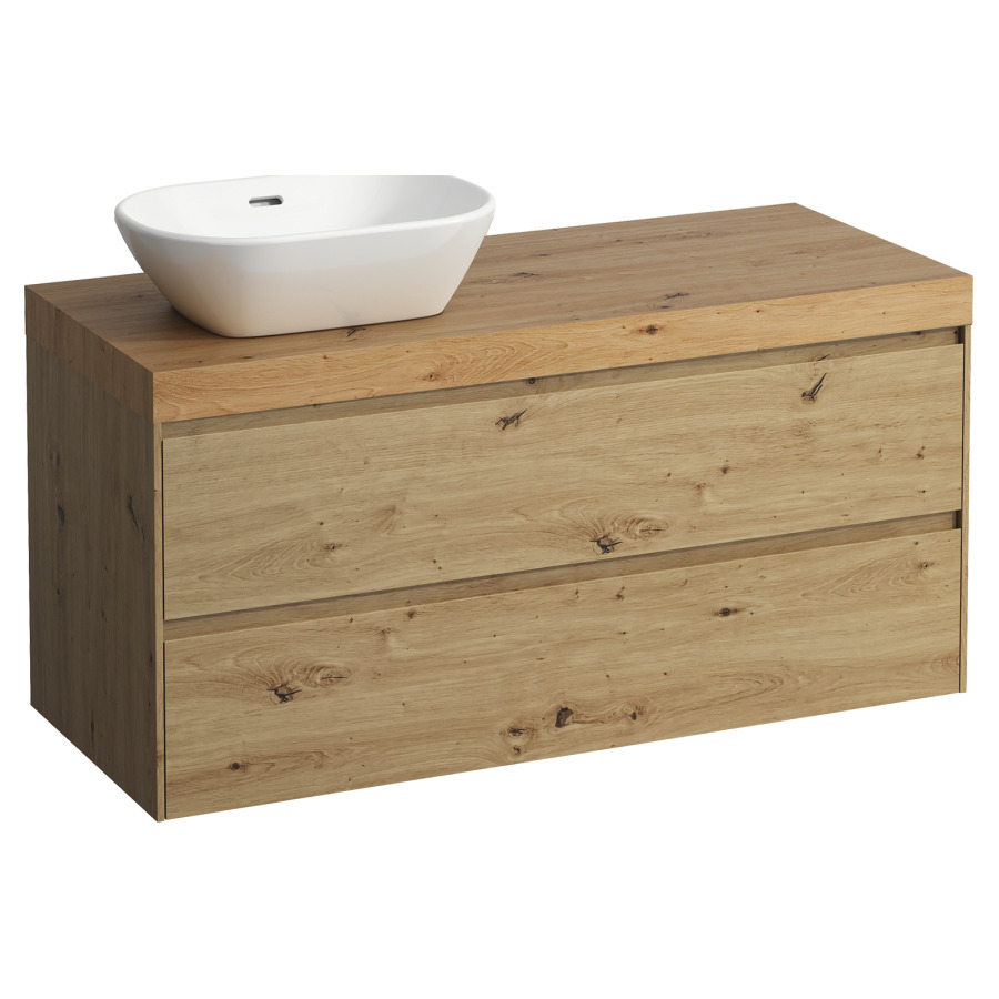 Meubles de lavabo LANI
118,5 x 58,0 x 49,5 cm
table de lavabo chêne
pour lavabo à poser découpe à
gauche, élément à 2 tiroirs