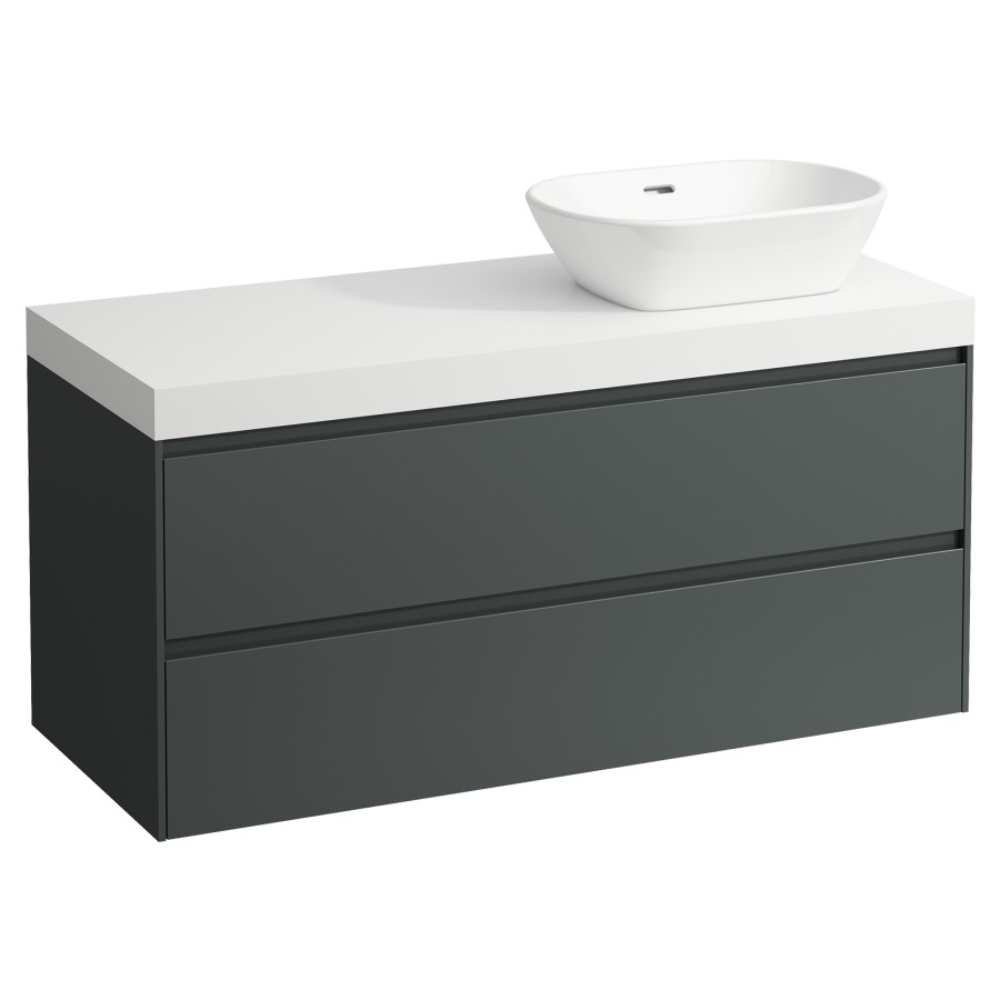 Meubles de lavabo LANI
118,5 x 58,0 x 49,5 cm
table de lavabo blanc mat
pour lavabo à poser découpe à
droite, élément à 2 tiroirs