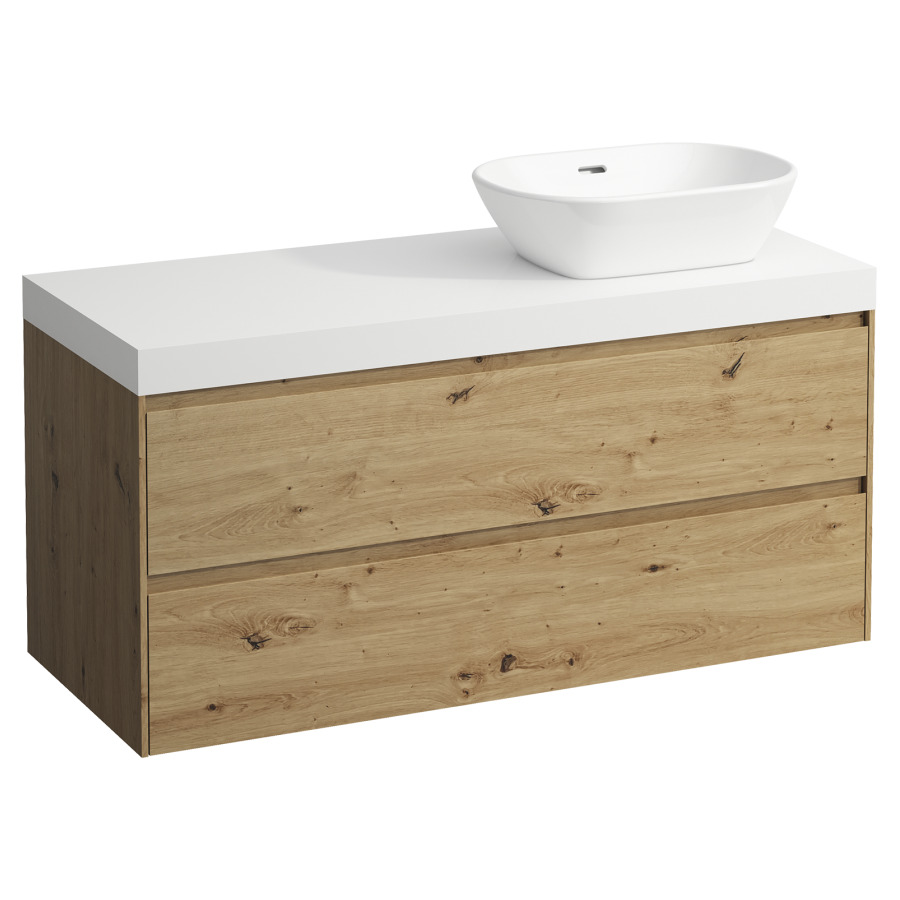 Meubles de lavabo LANI
118,5 x 58,0 x 49,5 cm
table de lavabo blanc mat
pour lavabo à poser découpe à
droite, élément à 2 tiroirs