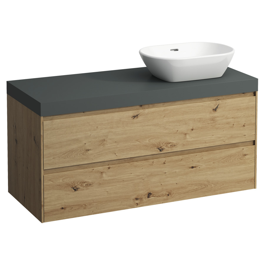 Meubles de lavabo LANI
118,5 x 58,0 x 49,5 cm
table de lavabo gris
pour lavabo à poser découpe à
droite, élément à 2 tiroirs