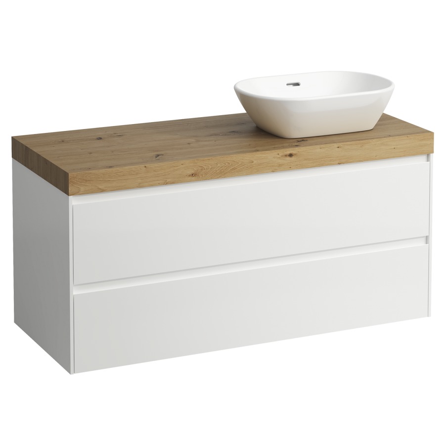 Meubles de lavabo LANI
118,5 x 58,0 x 49,5 cm
table de lavabo chêne
pour lavabo à poser découpe à
droite, élément à 2 tiroirs