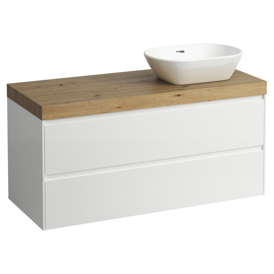 Meubles de lavabo LANI
118,5 x 58,0 x 49,5 cm
table de lavabo chêne
pour lavabo à poser découpe à
droite, élément à 2 tiroirs