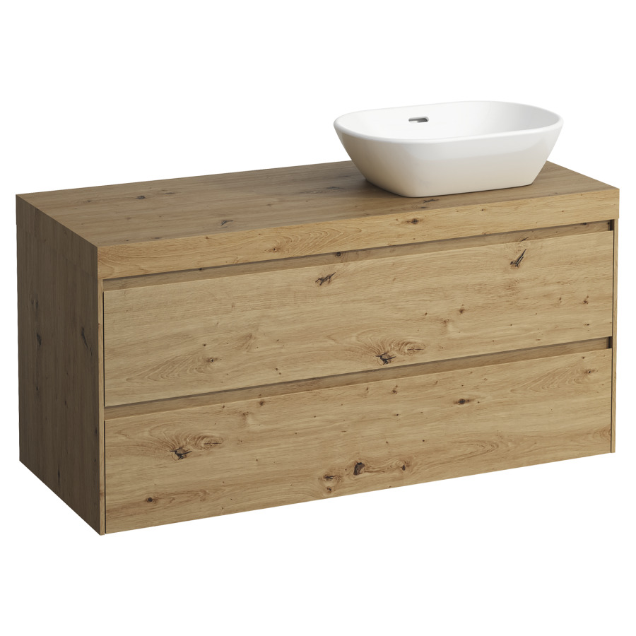 Meubles de lavabo LANI
118,5 x 58,0 x 49,5 cm
table de lavabo chêne
pour lavabo à poser découpe à
droite, élément à 2 tiroirs