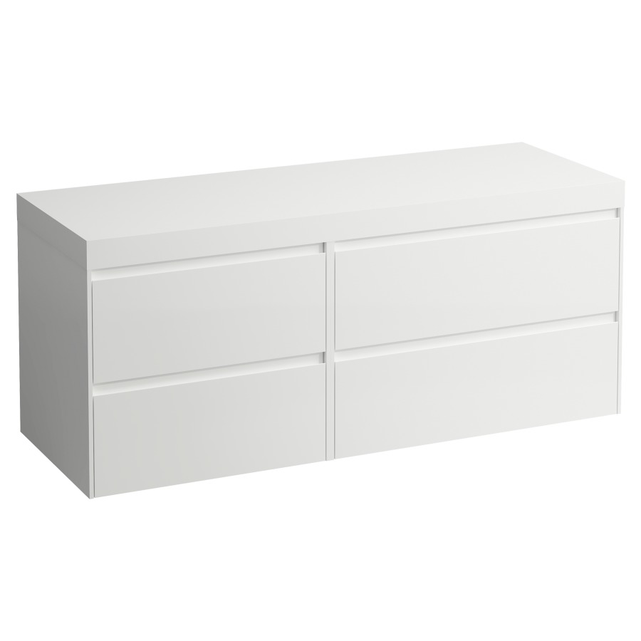 Waschtischmöbel LANI
137,0 x 58,0 x 49,5 cm
Waschtischplatte weiss matt
ohne Waschtischausschnitt
2 Schubladenelemente
(60/80 cm), je 2 Schubladen
