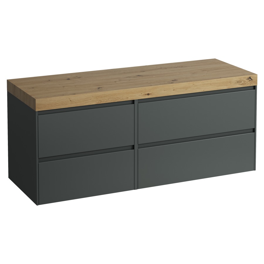 Waschtischmöbel LANI
137,0 x 58,0 x 49,5 cm
Waschtischplatte Eiche
ohne Waschtischausschnitt
2 Schubladenelemente
(60/80 cm), je 2 Schubladen