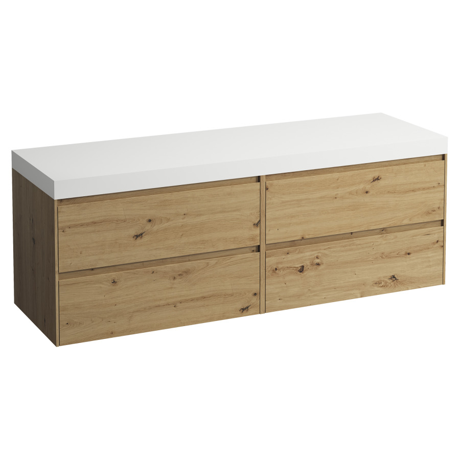 Waschtischmöbel LANI
157,0 x 58,0 x 49,5 cm
Waschtischplatte weiss matt
ohne Waschtischausschnitt
2 Schubladenelemente
je 2 Schubladen