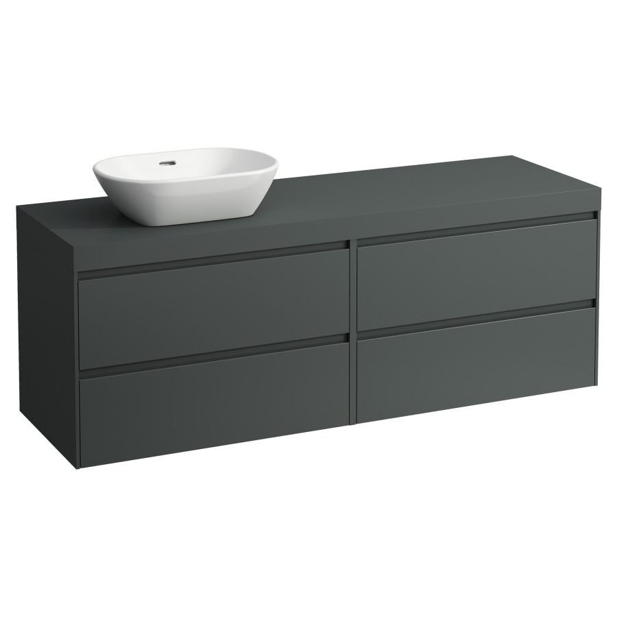 Meubles de lavabo LANI
157,0 x 58,0 x 49,5 cm
table de lavabo gris
pour lavabo à poser découpe à
gauche, 2 éléments à chacun
2 tiroirs