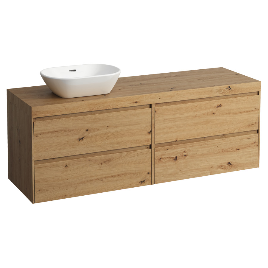 Meubles de lavabo LANI
157,0 x 58,0 x 49,5 cm
table de lavabo chêne
pour lavabo à poser découpe à
gauche, 2 éléments à chacun
2 tiroirs