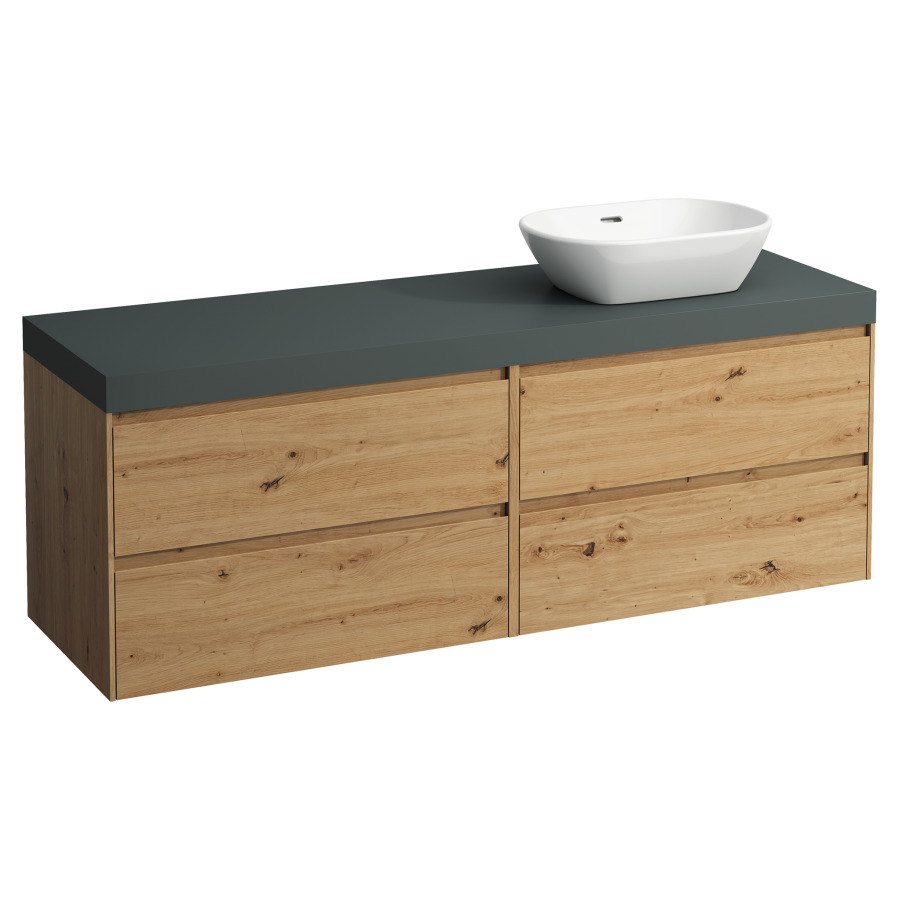 Meubles de lavabo LANI
157,0 x 58,0 x 49,5 cm
table de lavabo gris
pour lavabo à poser découpe à
droite, 2 éléments à chacun
2 tiroirs