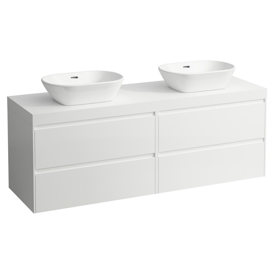 Meubles de lavabo LANI
157,0 x 58,0 x 49,5 cm
table de lavabo blanc mat
pour lavabo à poser
2 découpes, 2 éléments à
chacun, 2 tiroirs
