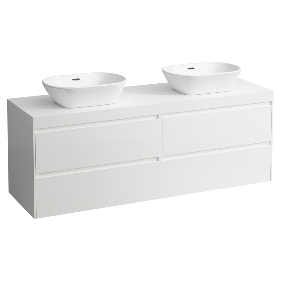 Meubles de lavabo LANI
157,0 x 58,0 x 49,5 cm
table de lavabo blanc mat
pour lavabo à poser
2 découpes, 2 éléments à
chacun, 2 tiroirs