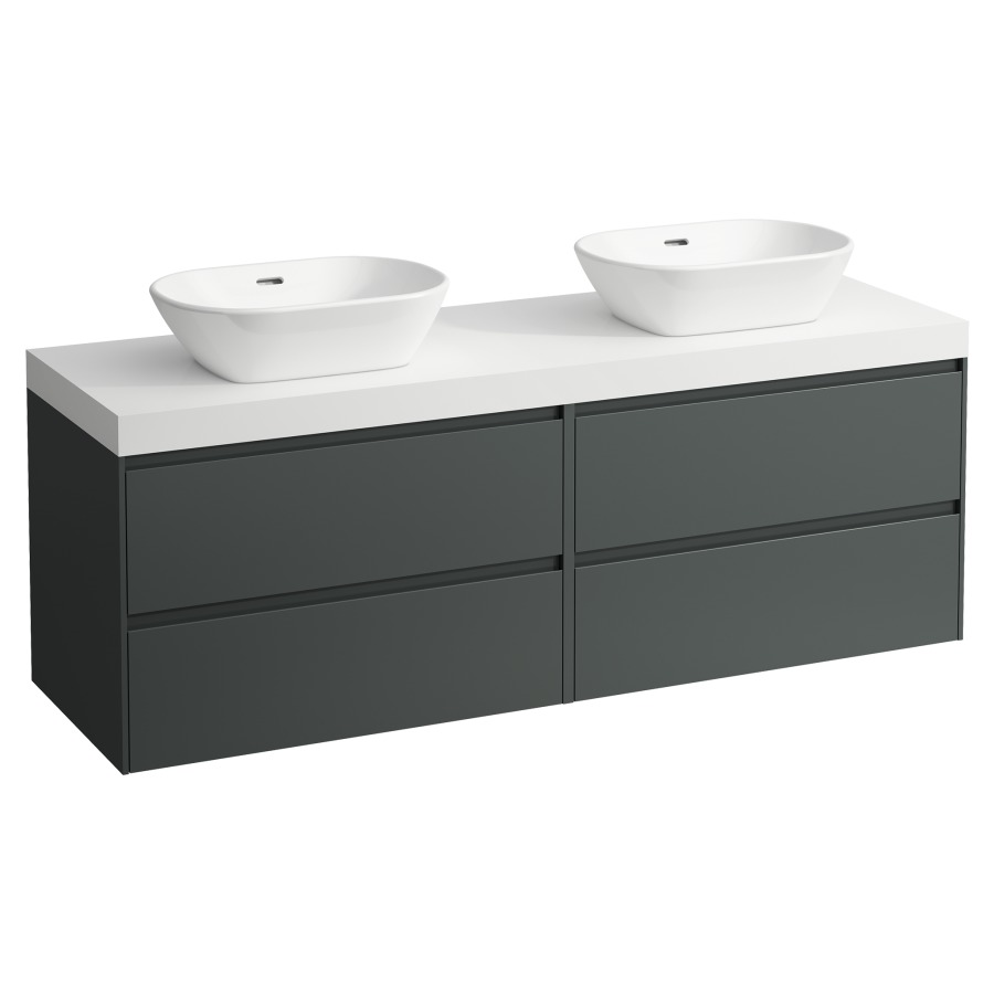 Meubles de lavabo LANI
157,0 x 58,0 x 49,5 cm
table de lavabo blanc mat
pour lavabo à poser
2 découpes, 2 éléments à
chacun, 2 tiroirs