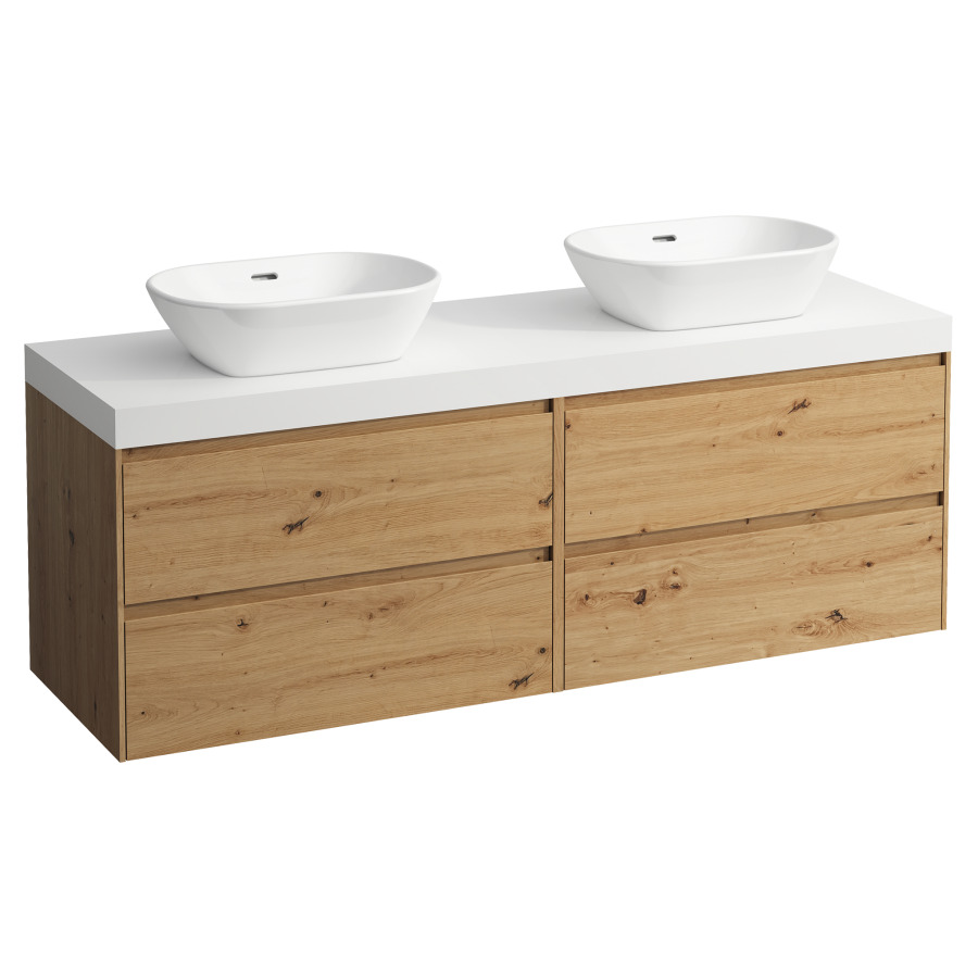 Meubles de lavabo LANI
157,0 x 58,0 x 49,5 cm
table de lavabo blanc mat
pour lavabo à poser
2 découpes, 2 éléments à
chacun, 2 tiroirs