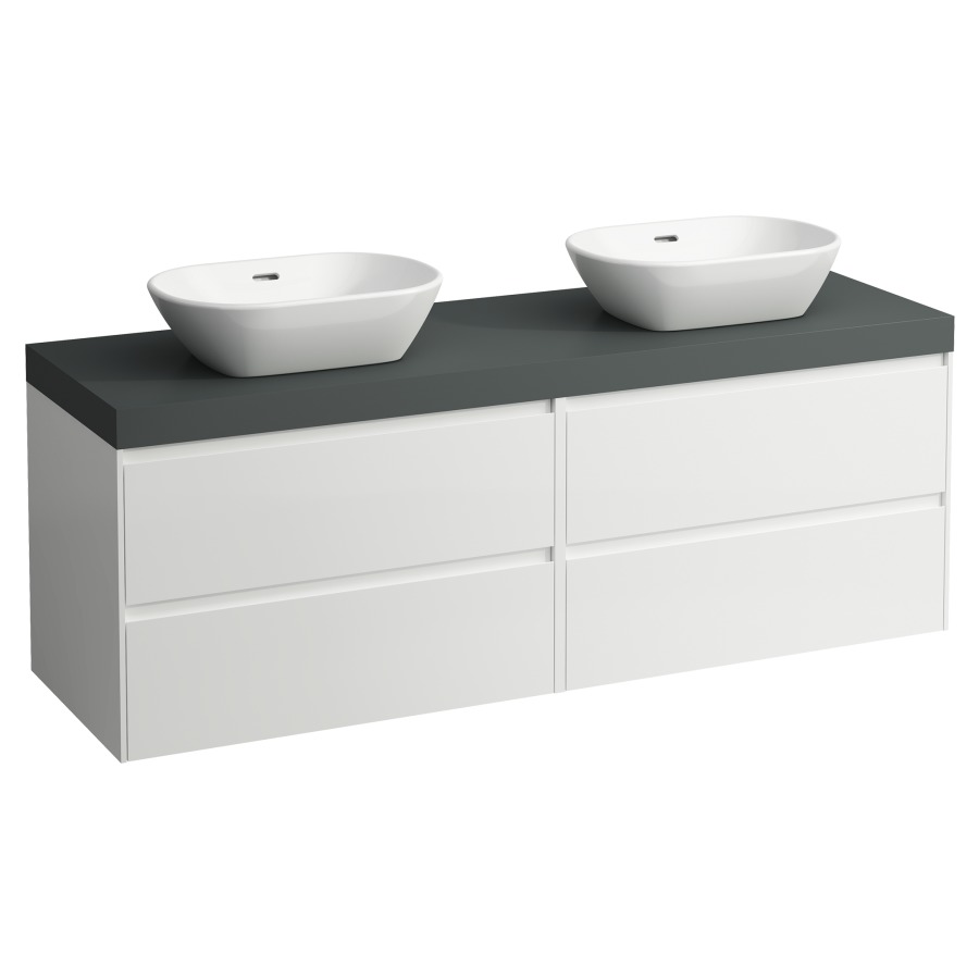 Meubles de lavabo LANI
157,0 x 58,0 x 49,5 cm
table de lavabo gris
pour lavabo à poser
2 découpes, 2 éléments à
chacun, 2 tiroirs