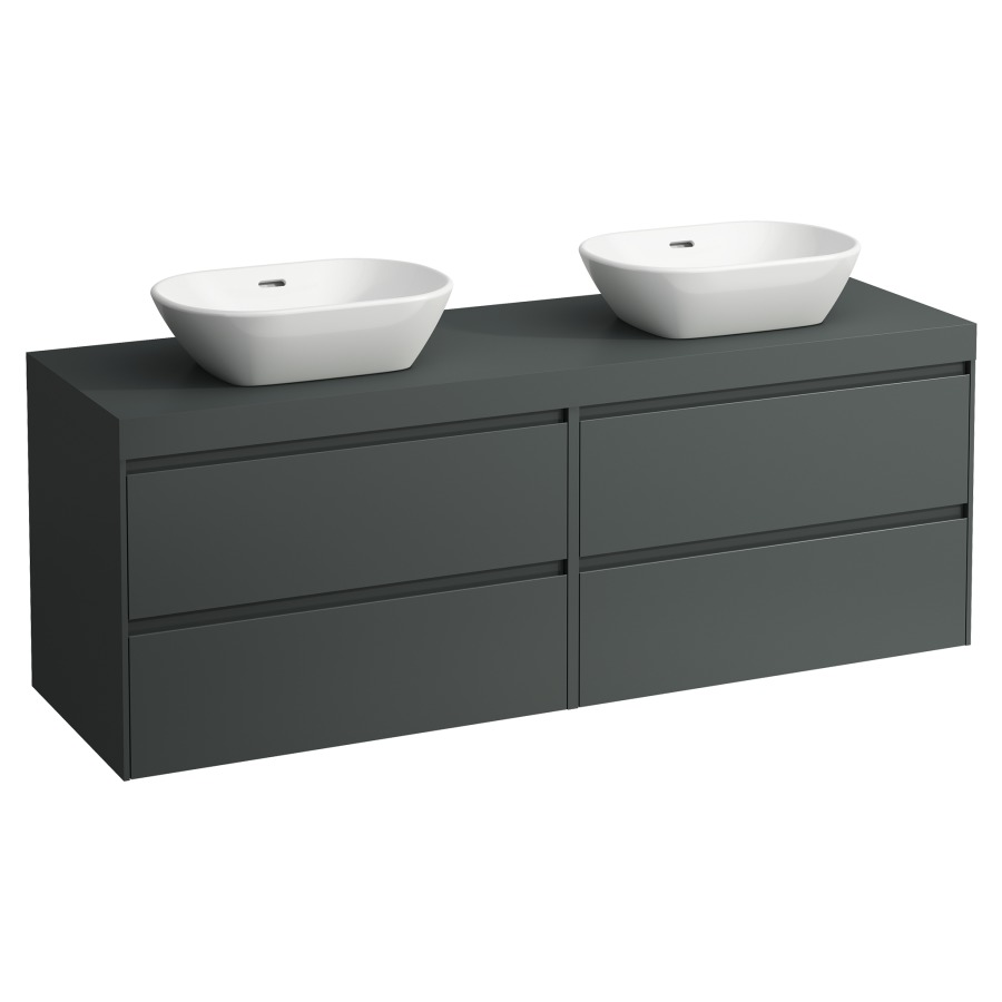 Meubles de lavabo LANI
157,0 x 58,0 x 49,5 cm
table de lavabo gris
pour lavabo à poser
2 découpes, 2 éléments à
chacun, 2 tiroirs