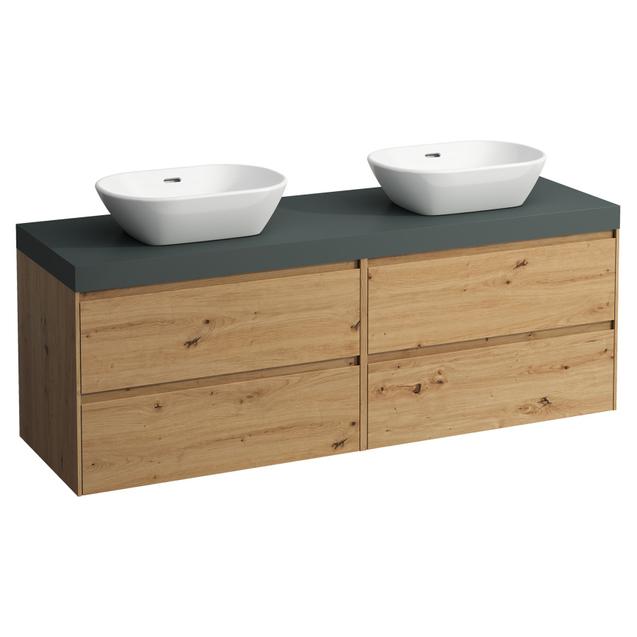 Meubles de lavabo LANI
157,0 x 58,0 x 49,5 cm
table de lavabo gris
pour lavabo à poser
2 découpes, 2 éléments à
chacun, 2 tiroirs