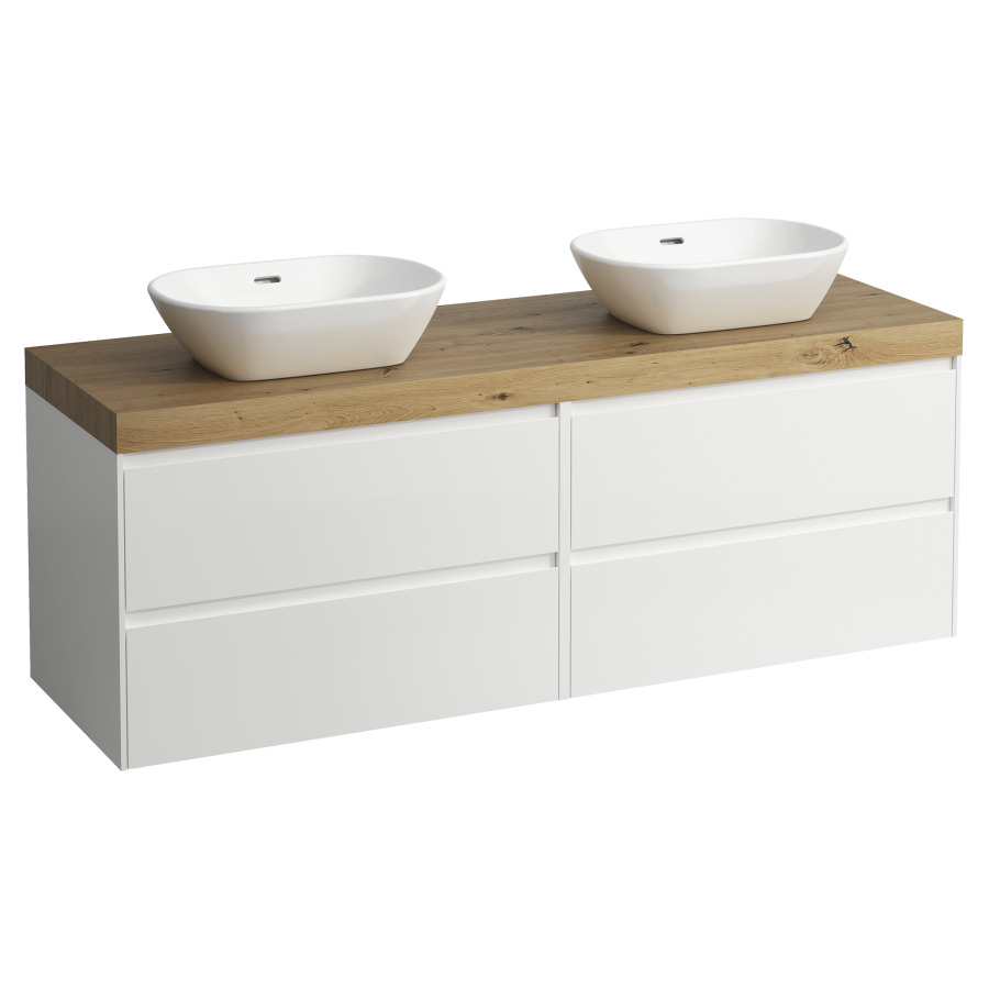 Meubles de lavabo LANI
157,0 x 58,0 x 49,5 cm
table de lavabo chêne
pour lavabo à poser
2 découpes, 2 éléments à
chacun, 2 tiroirs