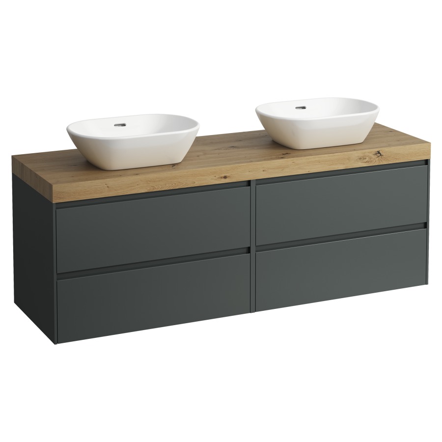 Meubles de lavabo LANI
157,0 x 58,0 x 49,5 cm
table de lavabo chêne
pour lavabo à poser
2 découpes, 2 éléments à
chacun, 2 tiroirs
