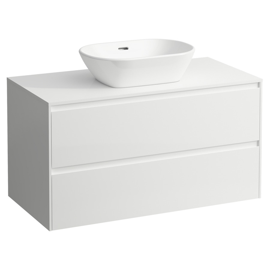 Meubles de lavabo LANI
98,5 x 52,5 x 49,5 cm
Top 12 mm
pour lavabo à poser découpe au
centre, élément à 2 tiroirs