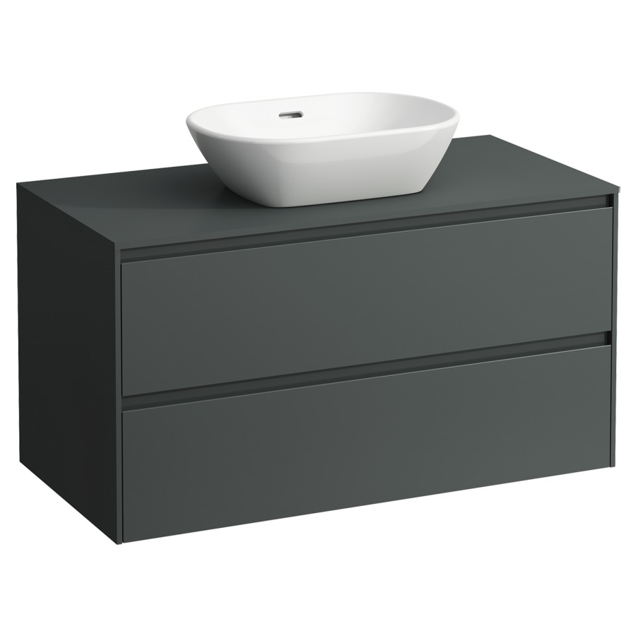 Meubles de lavabo LANI
98,5 x 52,5 x 49,5 cm
Top 12 mm
pour lavabo à poser découpe au
centre, élément à 2 tiroirs
