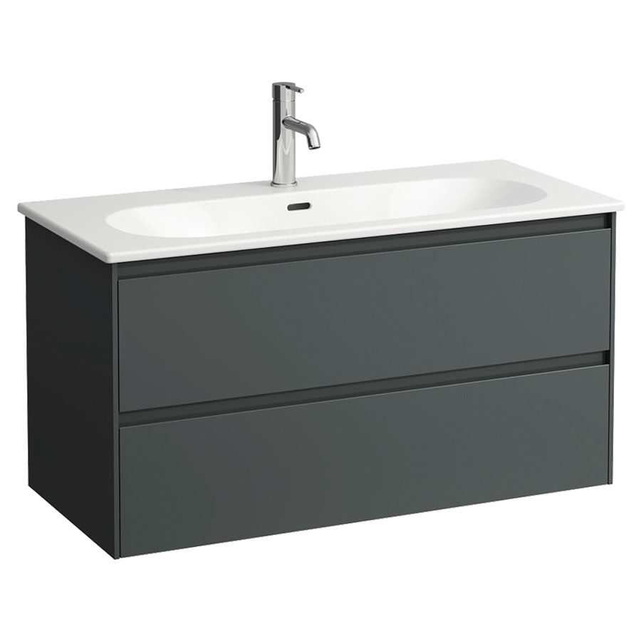 Combinaison de meuble LUA
100 x 52.7 x 45.5 cm
élément de tiroir
2&nbsp;tiroirs, Soft Close
avec lavabo en céramique blanc
avec trop-plein