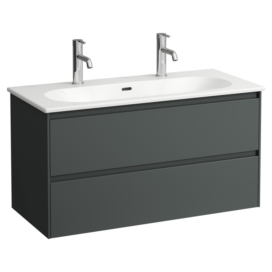 Combinaison de meuble LUA
100 x 52.7 x 45.5 cm
élément de tiroir
2&nbsp;tiroirs, Soft Close
avec lavabo en céramique blanc
avec trop-plein