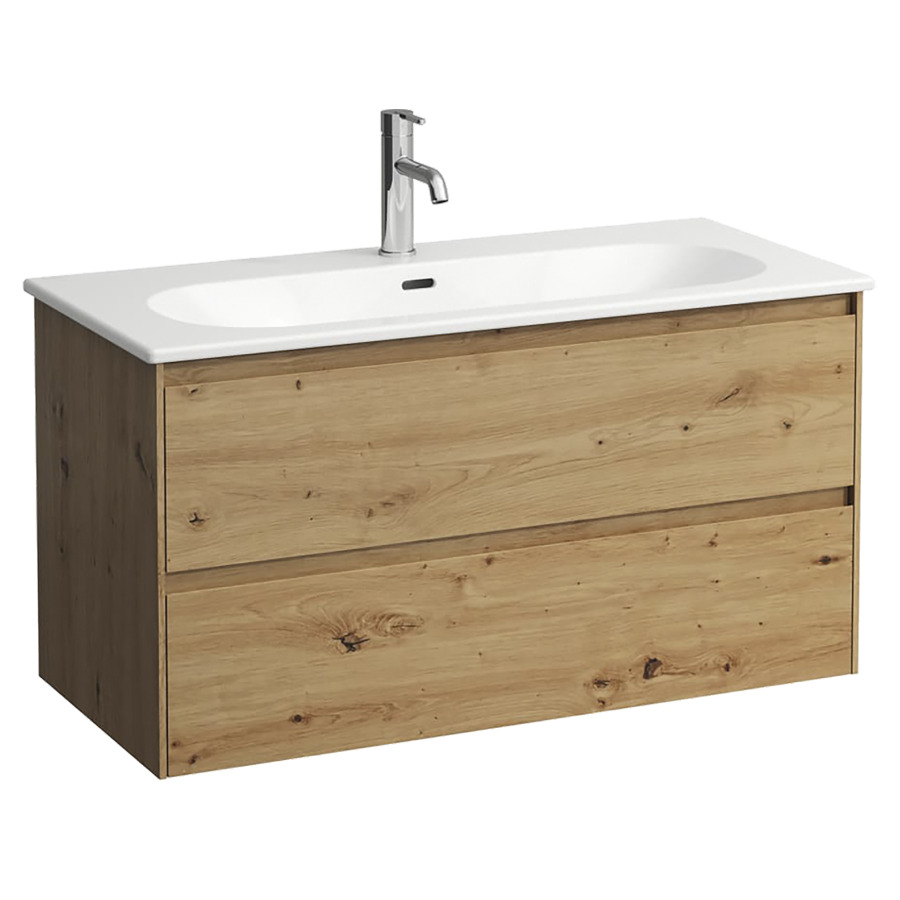 Combinaison de meuble LUA
100 x 52.7 x 45.5 cm
élément de tiroir
2&nbsp;tiroirs, Soft Close
avec lavabo en céramique blanc
avec trop-plein
