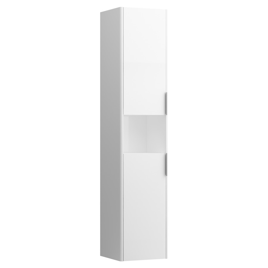 Armoire haute BASE
35,0 x 165,0 x 33,5 cm
2 portes, 4 tablettes, niche
ouverte au milieu
charnière à gauche