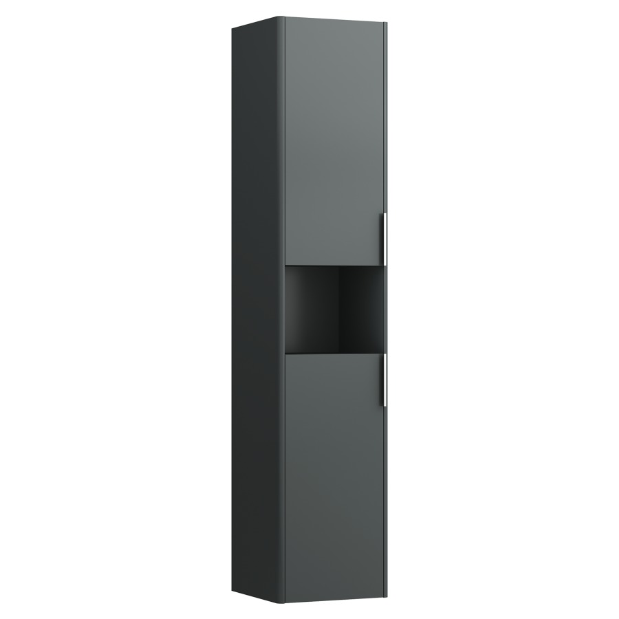 Armoire haute BASE
35,0 x 165,0 x 33,5 cm
2 portes, 4 tablettes, niche
ouverte au milieu
charnière à gauche