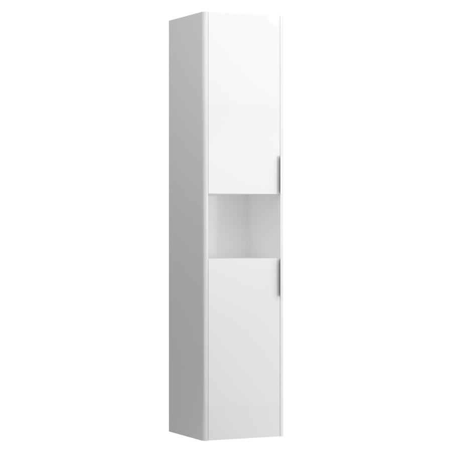 Armoire haute BASE
35,0 x 165,0 x 33,5 cm
2 portes, 4 tablettes, niche
ouverte au milieu
charnière à gauche