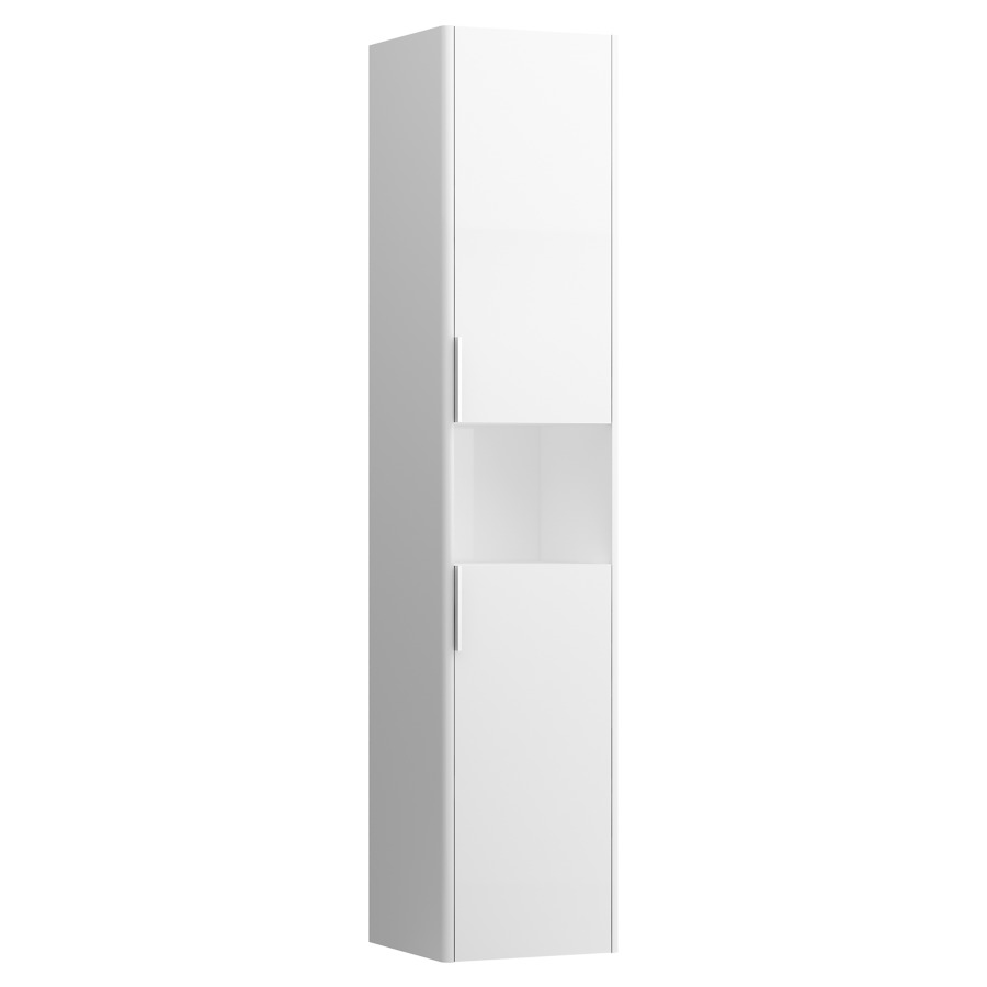Armoire haute BASE
35,0 x 165,0 x 33,5 cm
2 portes, 4 tablettes, niche
ouverte au milieu
charnière à droite