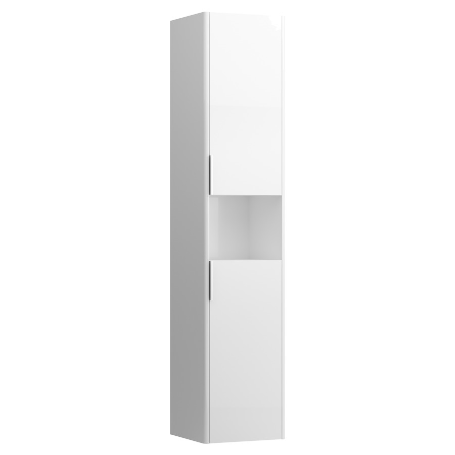 Armoire haute BASE
35,0 x 165,0 x 33,5 cm
2 portes, 4 tablettes, niche
ouverte au milieu
charnière à droite