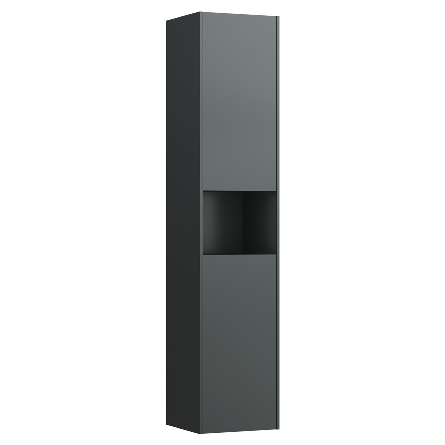 Armoire haute BASE
35,0 x 165,0 x 33,5 cm
2 portes, 4 tablettes, niche
ouverte au milieu
charnière à gauche, Tip-On