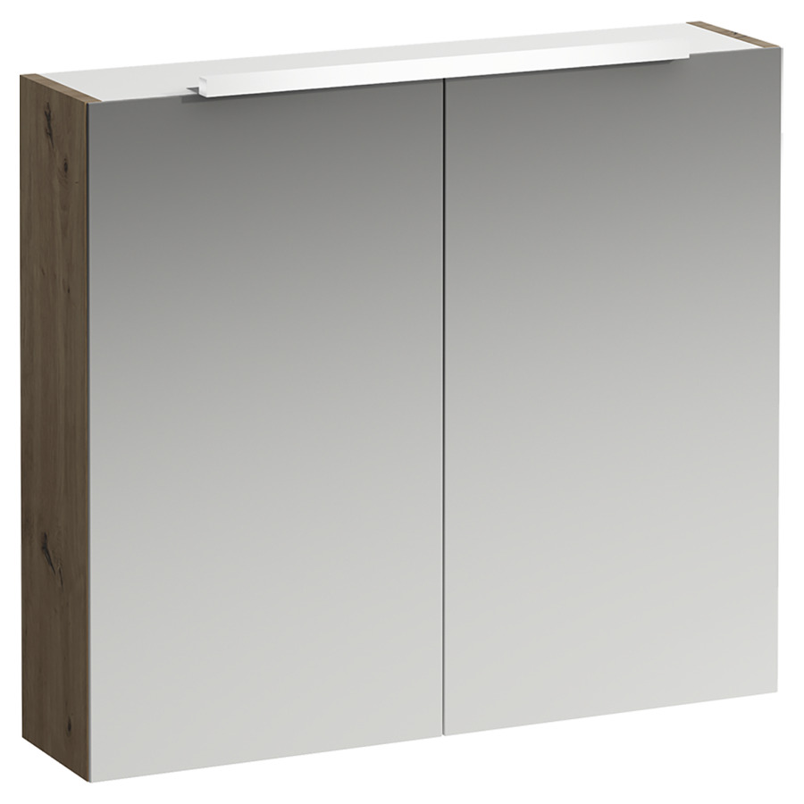 Armoire de toilette BASE
80,0 x 70,0 x 18,5 cm
2 portes à double miroir
éclairage LED hoizontal 55 cm
4000 Kelvin, 1x9,6 W, IP44