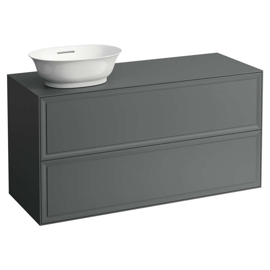 Élément inférieur THE NEW
CLASSIC
118,0 x 60,0 x 45,0 cm
élément à 2 tiroirs
pour lavabo à poser
231 085/086, lavabo à gauche