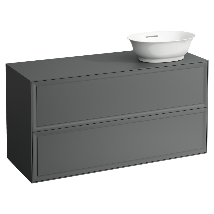Élément inférieur THE NEW
CLASSIC
118,0 x 60,0 x 45,0 cm
élément à 2 tiroirs
pour lavabo à poser
231 085/086, lavabo à droite