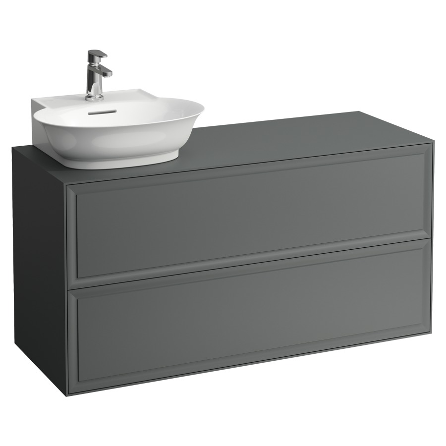 Élément inférieur THE NEW
CLASSIC
118,0 x 60,0 x 45,0 cm
élément à 2 tiroirs
pour lavabo à poser 231 081
lavabo à gauche
