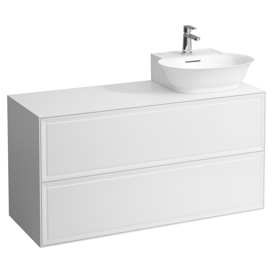 Élément inférieur THE NEW
CLASSIC
118,0 x 60,0 x 45,0 cm
élément à 2 tiroirs
pour lavabo à poser 231 081
lavabo à droite