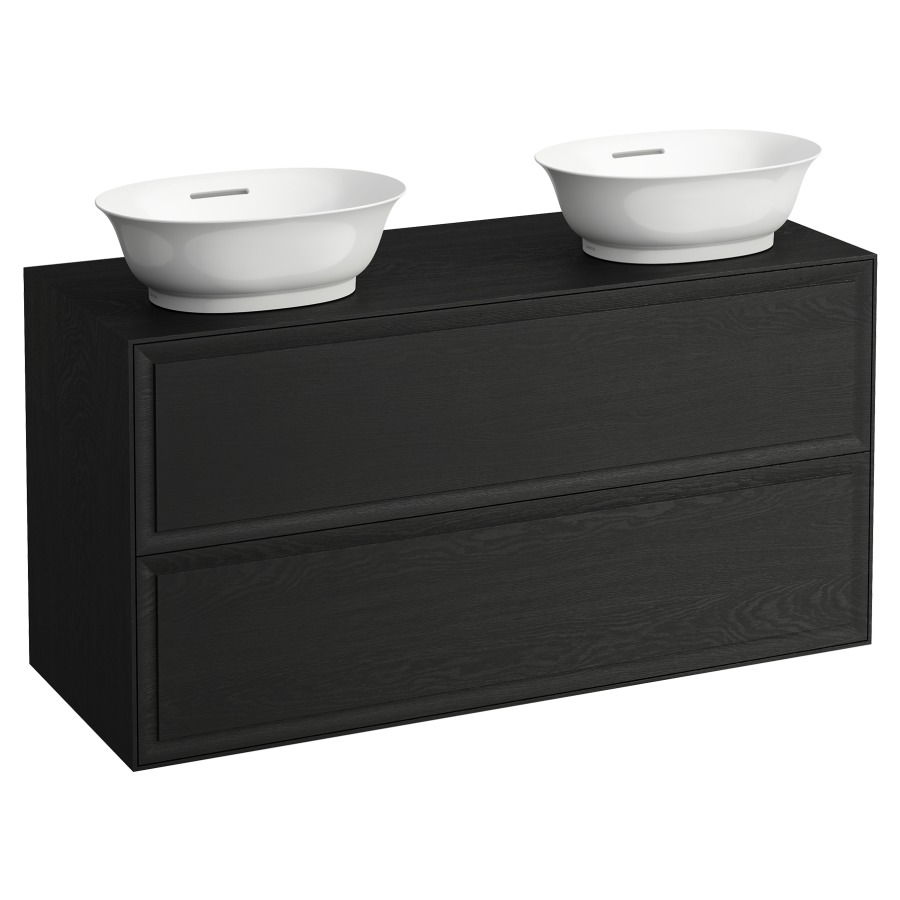 Élément inférieur THE NEW
CLASSIC
117,5 x 34,5 x 45,5 cm
élément à 2 tiroirs, Tip-On
avec 2 découpes, pour lavabo à
poser 231 090/091