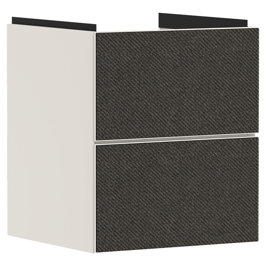 Élément inférieur XEVOLOS E
48,0 x 55,5 x 47,5 cm
suspendu, élément à 2 tiroirs
Tip-On, siphon gain de place
inclus, avec matériel de
fixation, pour lave-mains
234 341