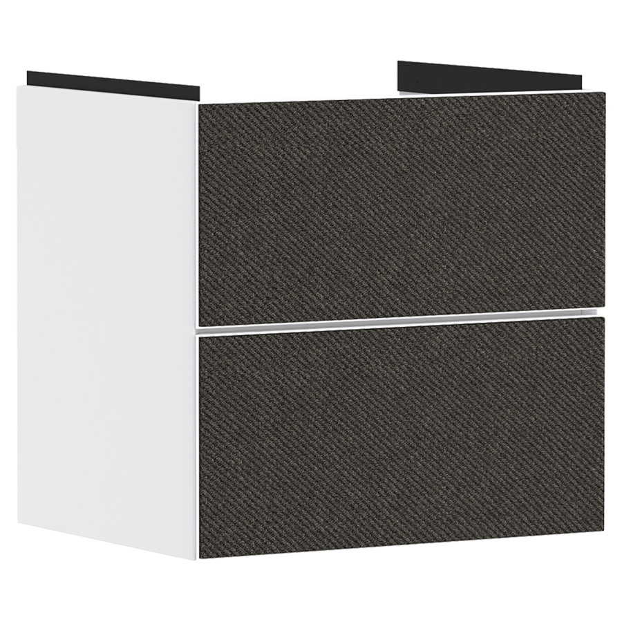 Élément inférieur XEVOLOS E
58,0 x 55,5 x 47,5 cm
suspendu, élément à 2 tiroirs
Tip-On, siphon gain de place
inclus, avec matériel de
fixation, pour lavabo 234 343