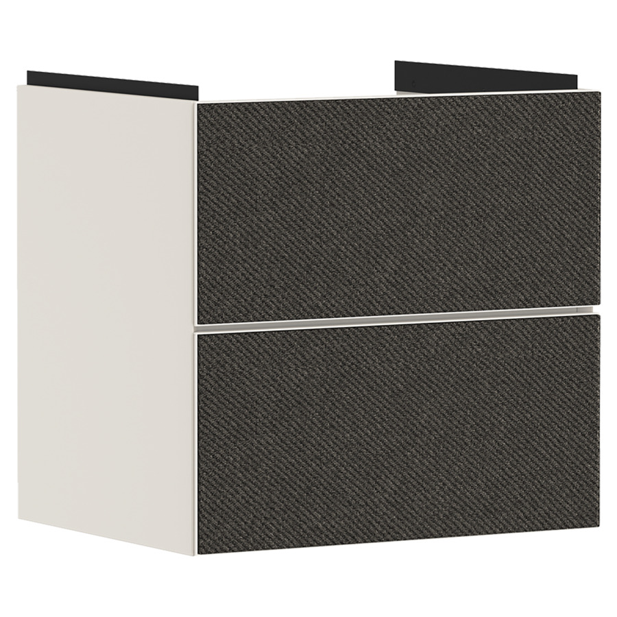 Élément inférieur XEVOLOS E
58,0 x 55,5 x 47,5 cm
suspendu, élément à 2 tiroirs
Tip-On, siphon gain de place
inclus, avec matériel de
fixation, pour lavabo 234 343